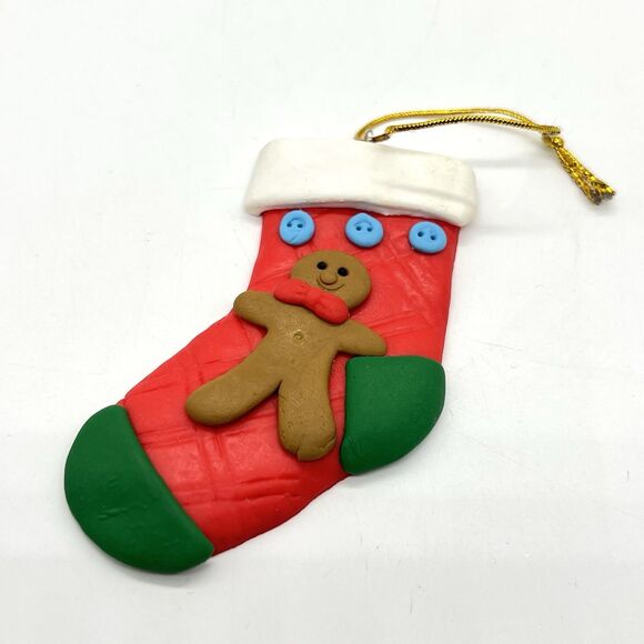 Gingerbread Man Girl Christmas Ornament Lot 6 Clay Dough Flat Kurt Adler Decor - Picture 12 of 13